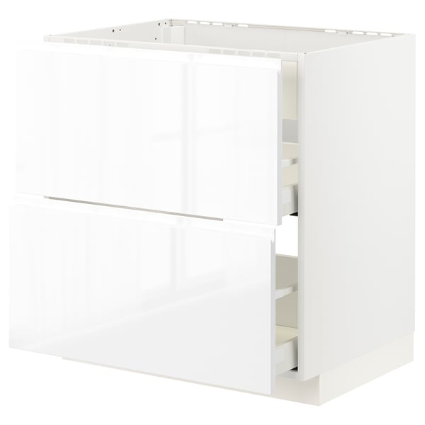 METOD / MAXIMERA base cab f hob/int extractor w drw, white/Voxtorp high-gloss/white, 80x60 cm