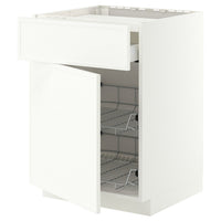 METOD / MAXIMERA base cab f hob/drawer/2 wire bskts, white/Aspudden matt white, 60x60 cm