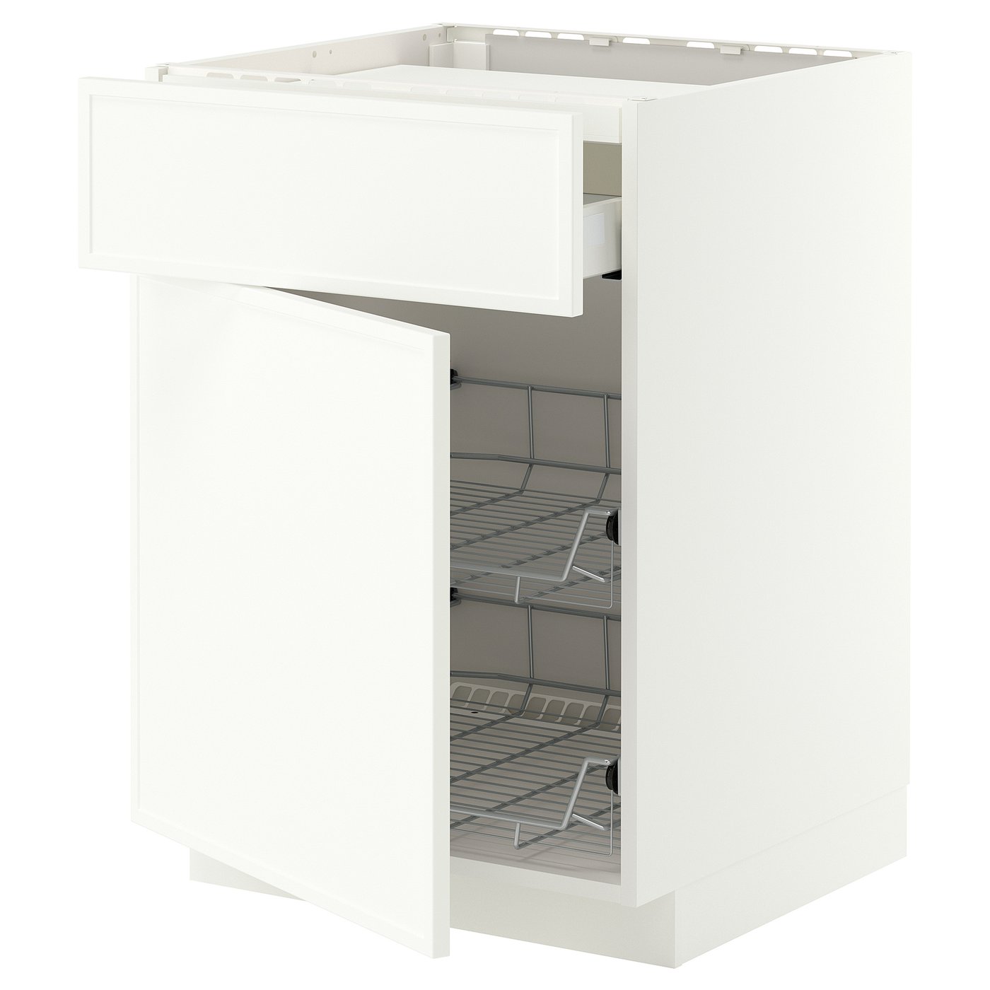 METOD / MAXIMERA base cab f hob/drawer/2 wire bskts, white/Aspudden matt white, 60x60 cm
