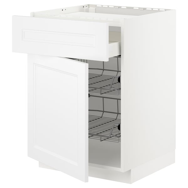 METOD / MAXIMERA base cab f hob/drawer/2 wire bskts, white/Axstad matt white, 60x60 cm