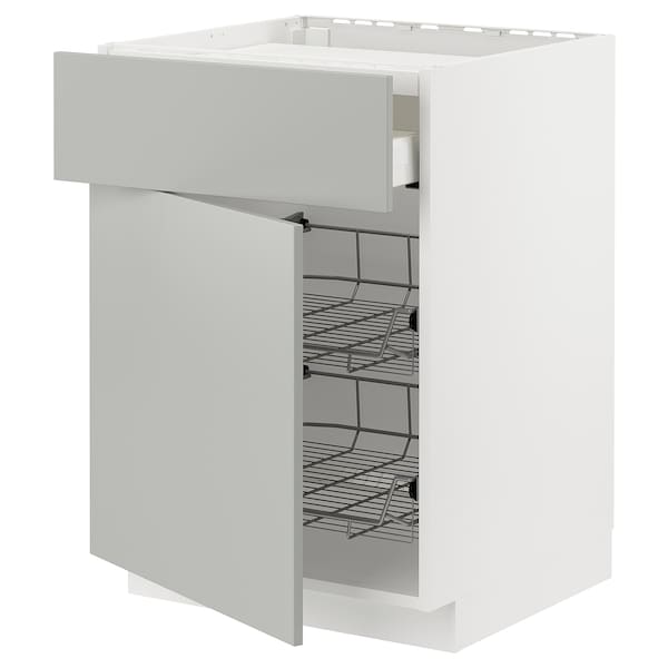 Ikea METOD / MAXIMERA - Base cab f hob/drawer/2 wire bskts, white/Havstorp light grey, 60x60 cm