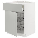 METOD / MAXIMERA base cab f hob/drawer/2 wire bskts, white/Havstorp light grey, 60x60 cm