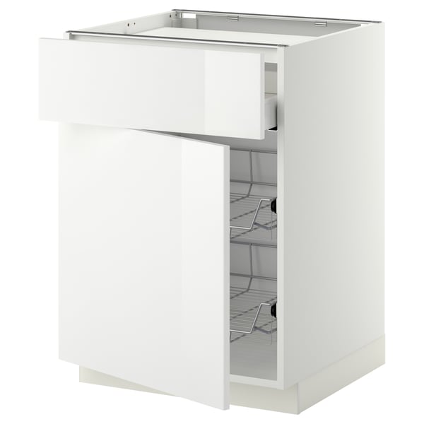 METOD / MAXIMERA base cab f hob/drawer/2 wire bskts, white/Ringhult white, 60x60 cm