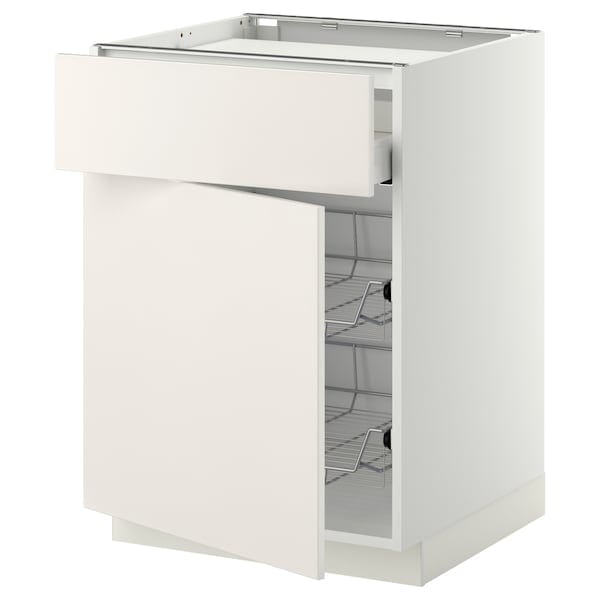 Ikea METOD / MAXIMERA - Base cab f hob/drawer/2 wire bskts, white/Veddinge white, 60x60 cm