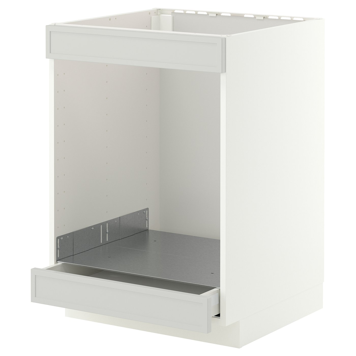 METOD / MAXIMERA base cab for hob+oven w drawer, white/Aspudden light grey, 60x60 cm