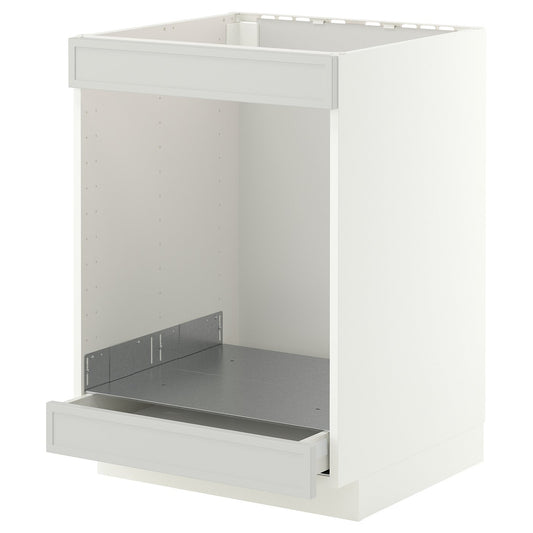 METOD / MAXIMERA base cab for hob+oven w drawer, white/Aspudden light grey, 60x60 cm