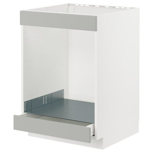 METOD / MAXIMERA - METOD / MAXIMERA Base cab for hob+oven w drawer, white/Havstorp light grey, 60x60 cm