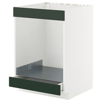 METOD / MAXIMERA base cab for hob+oven w drawer, white/Havstorp deep green, 60x60 cm