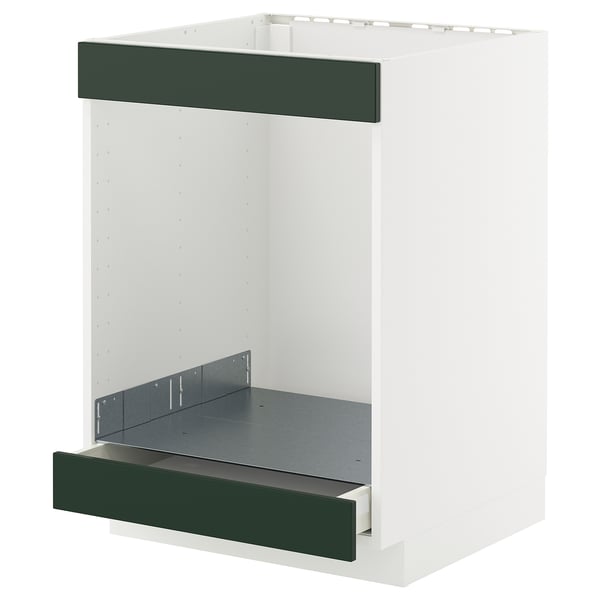METOD / MAXIMERA base cab for hob+oven w drawer, white/Havstorp deep green, 60x60 cm