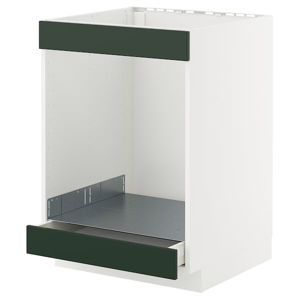 METOD / MAXIMERA - Base cab for hob+oven w drawer, white/Havstorp deep green, 60x60 cm