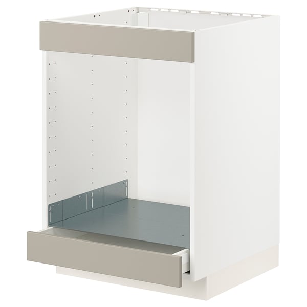 METOD / MAXIMERA - METOD / MAXIMERA Base cab for hob+oven w drawer, white/Stensund beige, 60x60 cm
