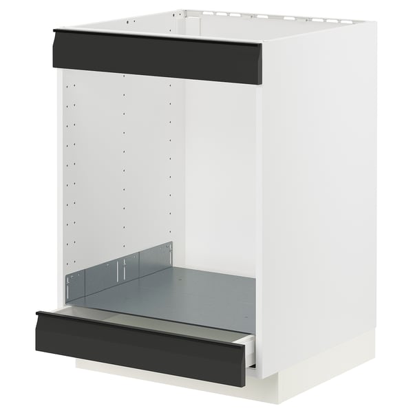 METOD / MAXIMERA - METOD / MAXIMERA Base cab for hob+oven w drawer, white/Upplöv matt anthracite, 60x60 cm
