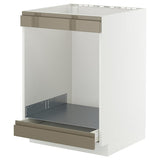 METOD / MAXIMERA base cab for hob+oven w drawer, white/Voxtorp high-gloss dark grey-brown, 60x60 cm