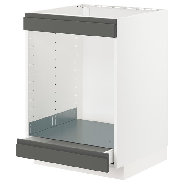 METOD / MAXIMERA base cab for hob+oven w drawer, white/Voxtorp dark grey, 60x60 cm
