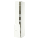 METOD / MAXIMERA hi cab w shlvs/4 drawers/dr/2 frnts, white/Aspudden matt white, 40x60x220 cm