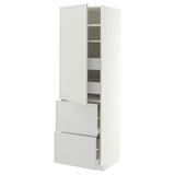 METOD / MAXIMERA hi cab w shlvs/4 drawers/dr/2 frnts, white/Aspudden light grey, 60x60x200 cm