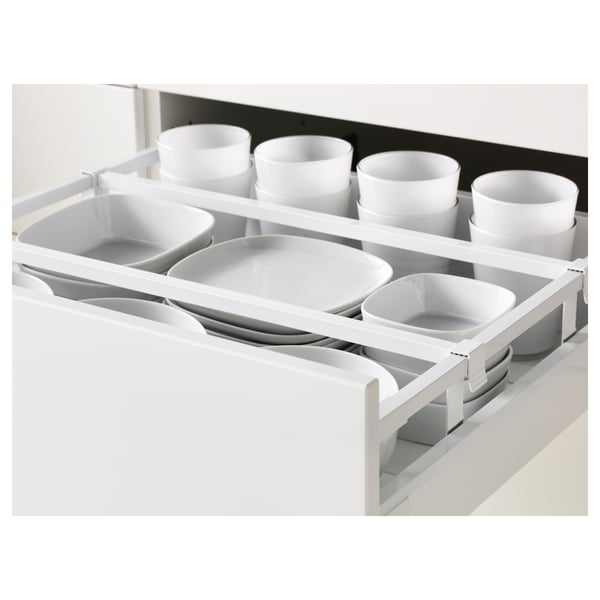 METOD / MAXIMERA hi cab w shlvs/4 drawers/dr/2 frnts, white/Bodbyn off-white, 60x60x220 cm
