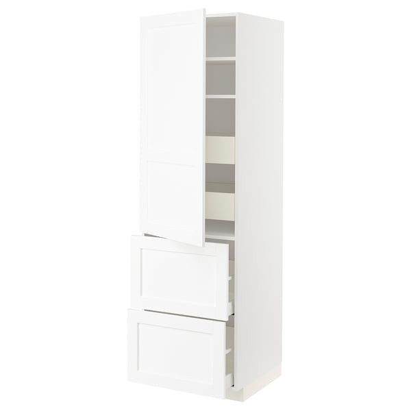 METOD / MAXIMERA hi cab w shlvs/4 drawers/dr/2 frnts, white Enköping/white wood effect, 60x60x200 cm
