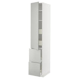 METOD / MAXIMERA hi cab w shlvs/4 drawers/dr/2 frnts, white/Havstorp light grey, 40x60x220 cm