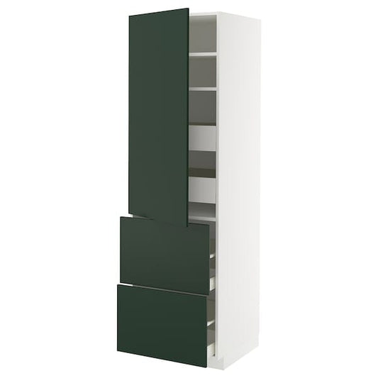 Ikea METOD / MAXIMERA - Hi cab w shlvs/4 drawers/dr/2 frnts, white/Havstorp deep green, 60x60x200 cm