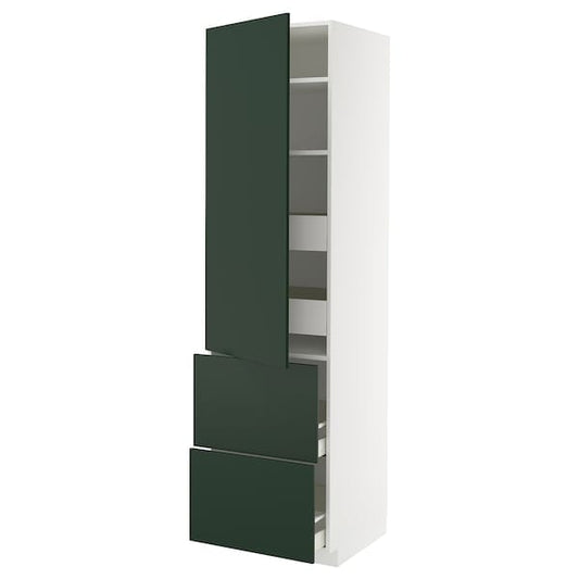 Ikea METOD / MAXIMERA - Hi cab w shlvs/4 drawers/dr/2 frnts, white/Havstorp deep green, 60x60x220 cm