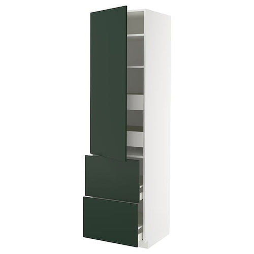 METOD / MAXIMERA hi cab w shlvs/4 drawers/dr/2 frnts, white/Havstorp deep green, 60x60x220 cm