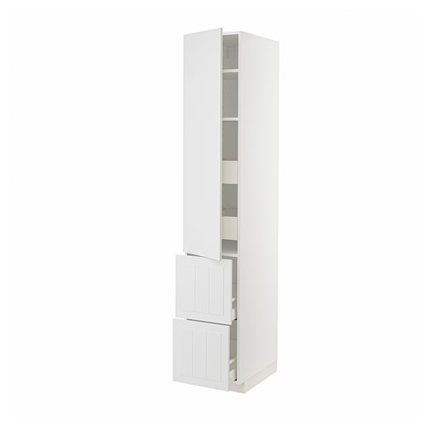 METOD / MAXIMERA hi cab w shlvs/4 drawers/dr/2 frnts, white/Stensund white, 40x60x220 cm