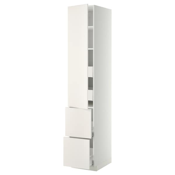 METOD / MAXIMERA - Hi cab w shlvs/4 drawers/dr/2 frnts, white/Veddinge white, 40x60x220 cm