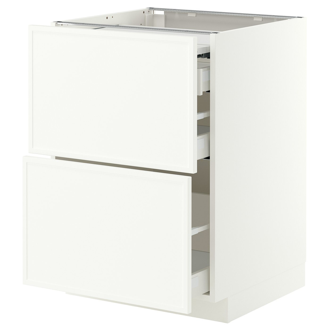METOD / MAXIMERA bc w pull-out work surface/3drw, white/Aspudden matt white, 60x60 cm