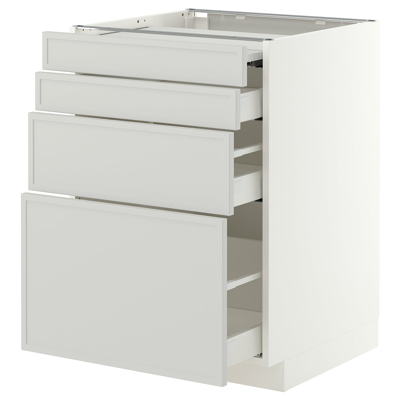 METOD / MAXIMERA bc w pull-out work surface/3drw, white/Aspudden light grey, 60x60 cm