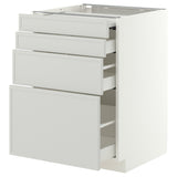 METOD / MAXIMERA bc w pull-out work surface/3drw, white/Aspudden light grey, 60x60 cm