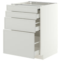 METOD / MAXIMERA bc w pull-out work surface/3drw, white/Aspudden light grey, 60x60 cm