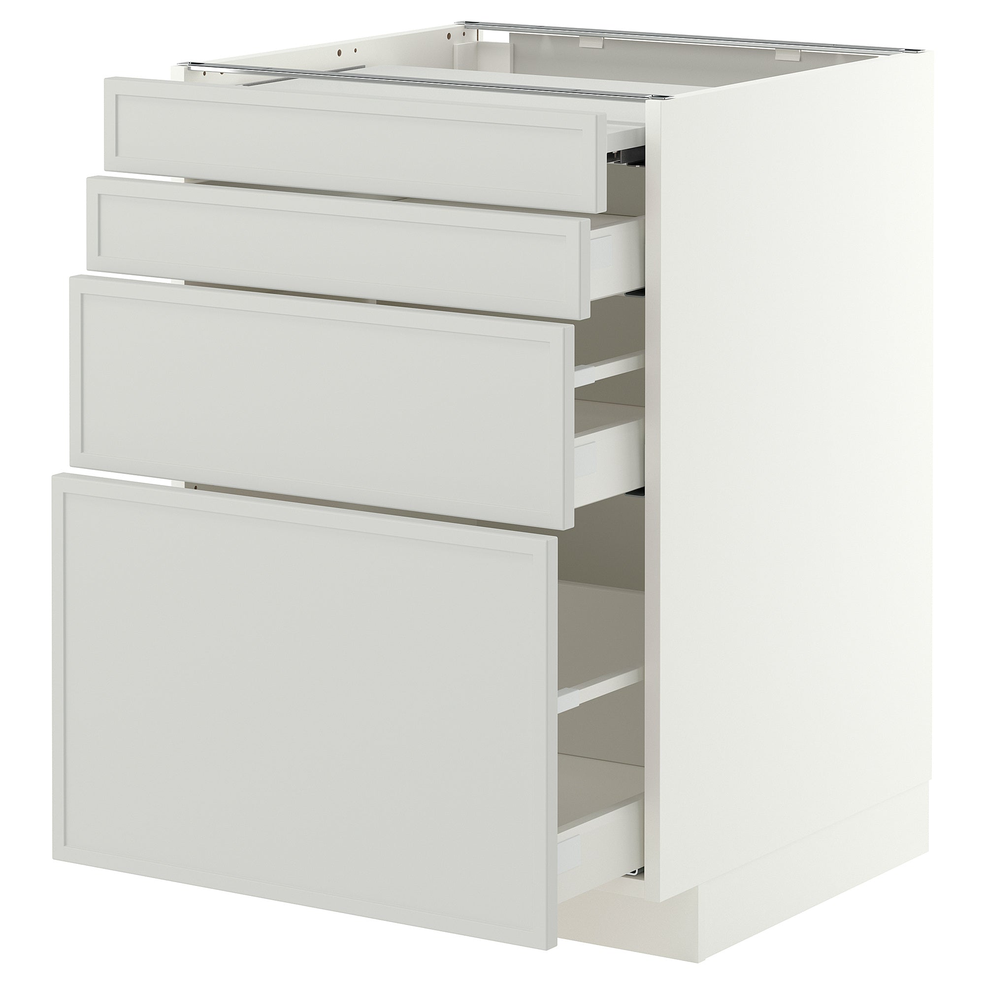 METOD / MAXIMERA bc w pull-out work surface/3drw, white/Aspudden light grey, 60x60 cm