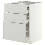 METOD / MAXIMERA bc w pull-out work surface/3drw, white/Aspudden light grey, 60x60 cm