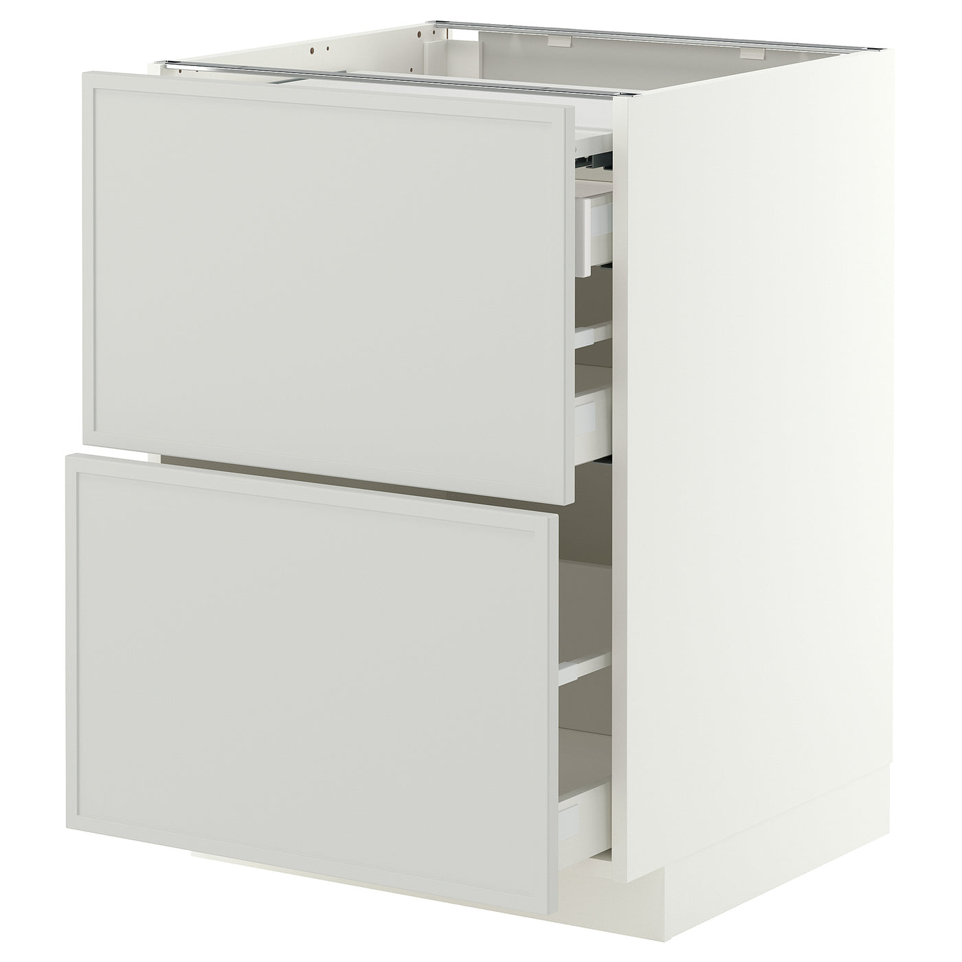METOD / MAXIMERA bc w pull-out work surface/3drw, white/Aspudden light grey, 60x60 cm