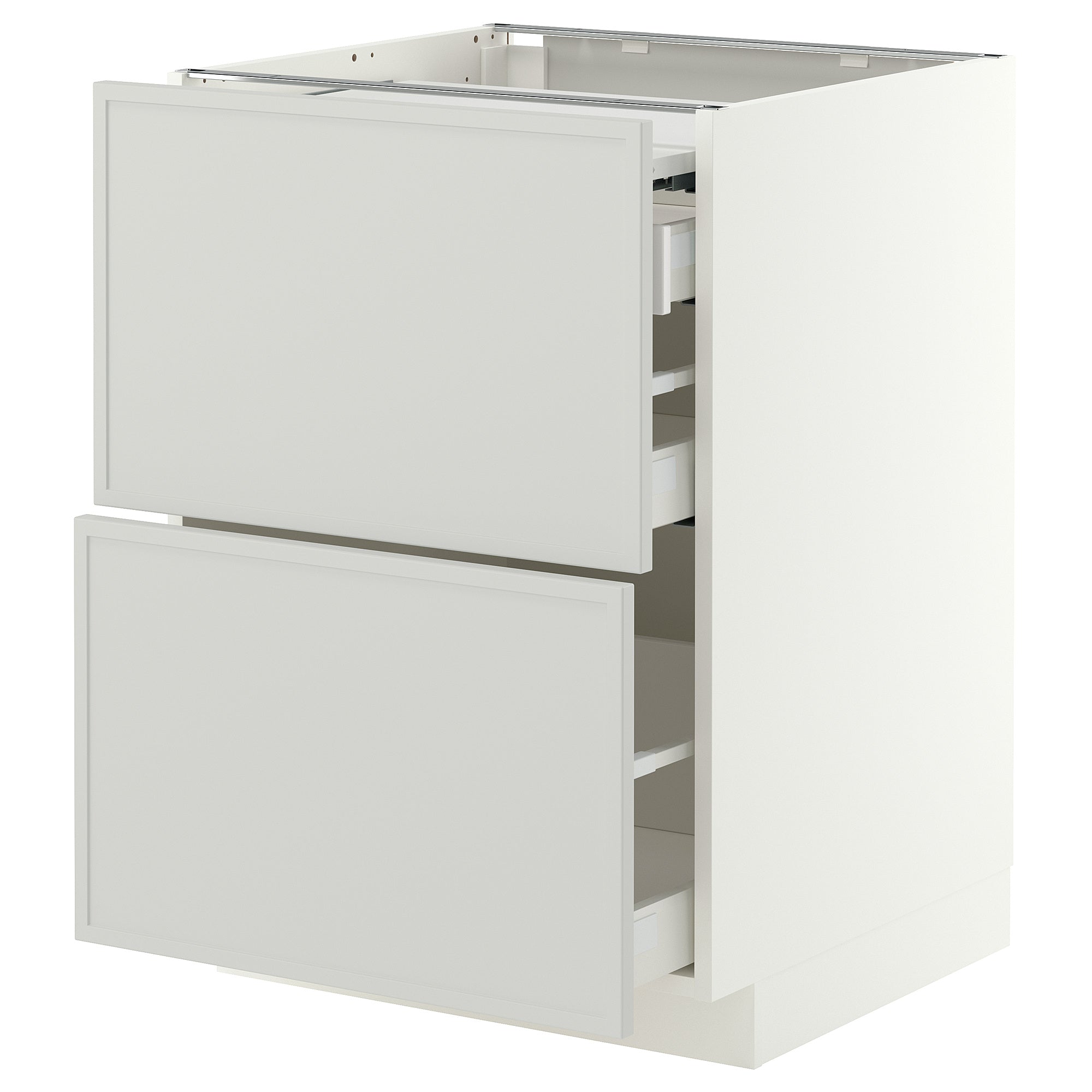 METOD / MAXIMERA bc w pull-out work surface/3drw, white/Aspudden light grey, 60x60 cm