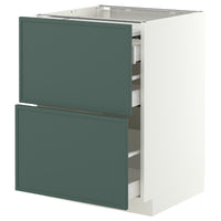 METOD / MAXIMERA bc w pull-out work surface/3drw, white/Aspudden dark grey-green, 60x60 cm