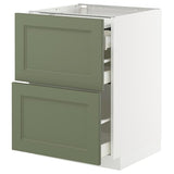 METOD / MAXIMERA bc w pull-out work surface/3drw, white/Axstad grey-green, 60x60 cm