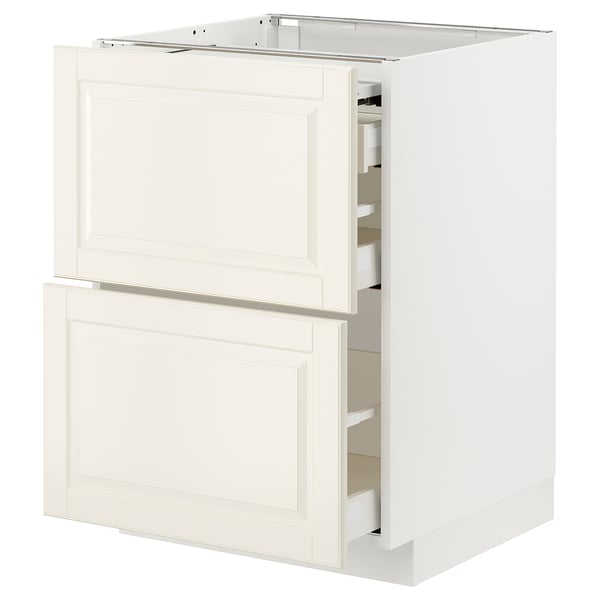 METOD / MAXIMERA bc w pull-out work surface/3drw, white/Bodbyn off-white, 60x60 cm