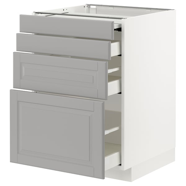 METOD / MAXIMERA - METOD / MAXIMERA Bc w pull-out work surface/3drw, white/Bodbyn grey, 60x60 cm