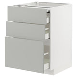 METOD / MAXIMERA bc w pull-out work surface/3drw, white/Havstorp light grey, 60x60 cm