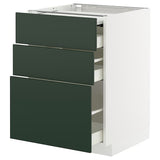 METOD / MAXIMERA bc w pull-out work surface/3drw, white/Havstorp deep green, 60x60 cm