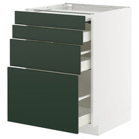 METOD / MAXIMERA - Cabinet / Extr/3 drawers, white/Havstorp deep green,60x60 cm