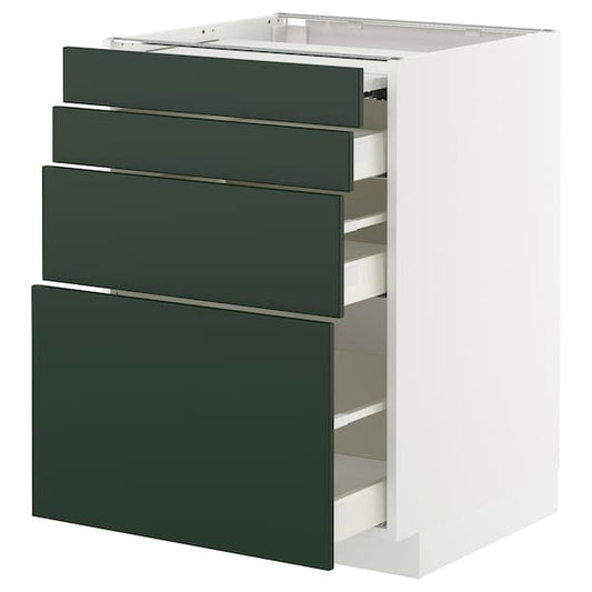 Ikea METOD / MAXIMERA - Bc w pull-out work surface/3drw, white/Havstorp deep green, 60x60 cm