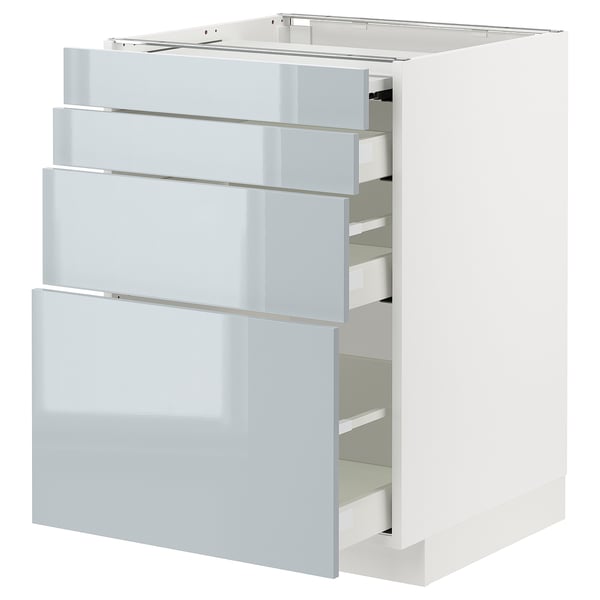 METOD / MAXIMERA bc w pull-out work surface/3drw, white/Kallarp light grey-blue