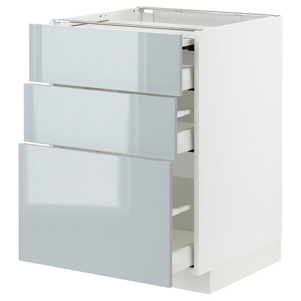 Ikea METOD / MAXIMERA - Bc w pull-out work surface/3drw, white/Kallarp light grey-blue, 60x60 cm