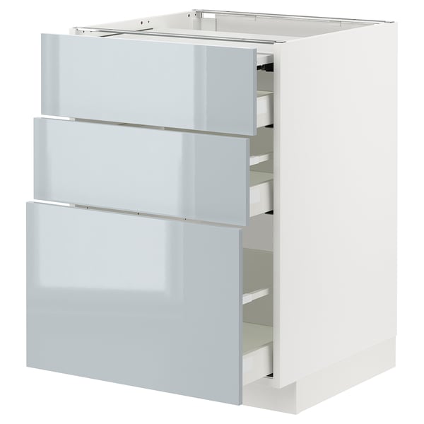 METOD / MAXIMERA bc w pull-out work surface/3drw, white/Kallarp light grey-blue