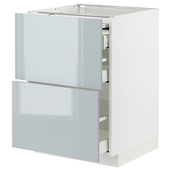 METOD / MAXIMERA - Bc w pull-out work surface/3drw, white/Kallarp light grey-blue, 60x60 cm