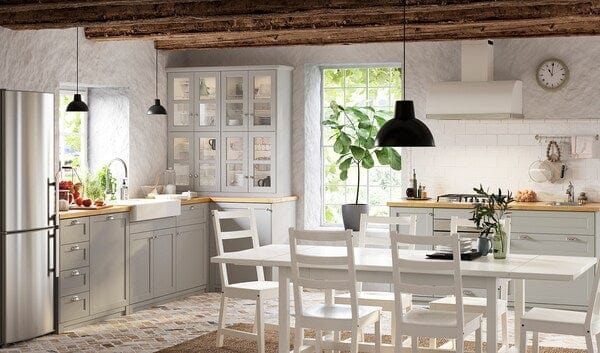 Ikea METOD / MAXIMERA - Bc w pull-out work surface/3drw, white/Lerhyttan light grey, 60x60 cm