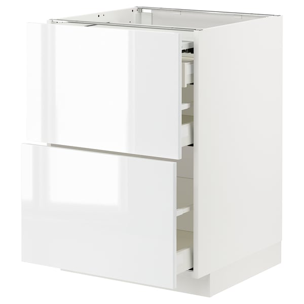 METOD / MAXIMERA bc w pull-out work surface/3drw, white/Ringhult white, 60x60 cm